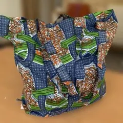 お値下げ！アフリカ柄　エコバッグ　ふたつ折り　インド綿