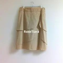 【美品】ローズティアラ アシンメトリーティアードスカートベージュ大きいサイズのサムネイル