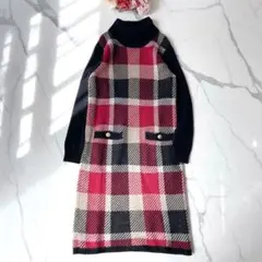 ブルーレーベルクレストブリッジ ワンピース ジャンスカ 36 赤チェック
