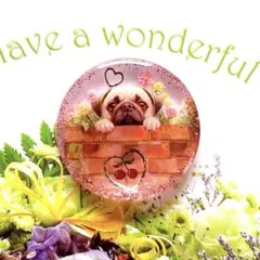 NO 687レジン　ヘアゴム　ブローチ　ハンドメイド　いぬ