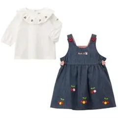 さくらんぼ刺繍 ジャンパースカート＆ブラウスセット　HOT BISCUITS