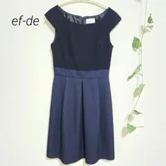 ef-de ネイビー フレアドレス Sサイズ　結婚式　パーティー　ワンピースのサムネイル