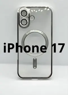 iPhone17 ケース シルバー クリア レンズ保護 マグセーフ 新品2552