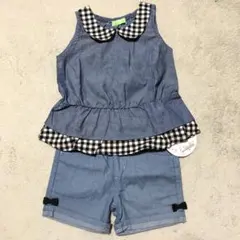 デニムギンガムチェック セットアップ90cm