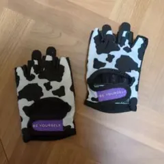 BE YOURSELF ウエイトトレーニング用　牛柄フィンガーレスグローブ