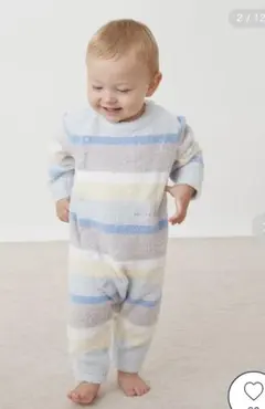 ジェラートピケ⭐︎ベビモコカラフルボーダーロンパース