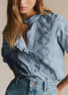 SEZANE セザンヌ CHARLINA ブラウス 46 白 レース ピンタック - メルカリ