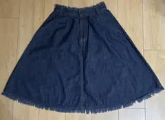 Lindsay デニムフリンジスカート カジュアル ブルー系　サイズM（150）