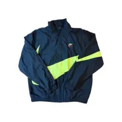 【希少/XL】ナイキ ビッグスウッシュ ウーブンジャケット 黒 蛍光イエロー