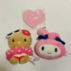 韓国　ハローキティ　マイメロディ ぬいぐるみストラップ