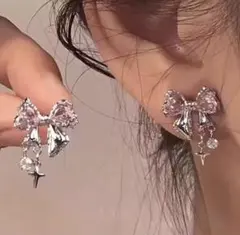 【2100→1480】ピアス　y2k レディース　キラキラ　ピアス　リボン