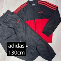 adidas ジャージ セットアップ 130cm 黒 オレンジ 赤 ウィンドブレ