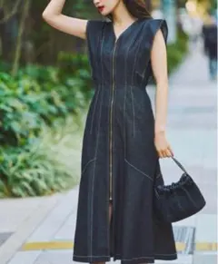 ラグナムーン デニム ノースリーブ ワンピース