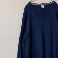 古着　OLD NAVY　ニット　セーター　薄手　　　無地　ブルー　XL