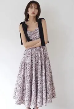 25SS✨SNIDEL バッグリボンシフォンワンピース フラワー 2way - メルカリ