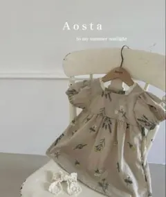 AOSTA 花柄刺繍 ワンピース Mサイズ 韓国子供服