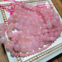 天然石 4連 大粒〜ローズクォーツ 10mm 8mm 6mm 4mm まとめ売り