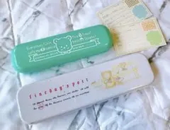 平成レトロ★テディベア 缶ペン ペンケース 筆箱★ミントグリーン ファンシー雑貨