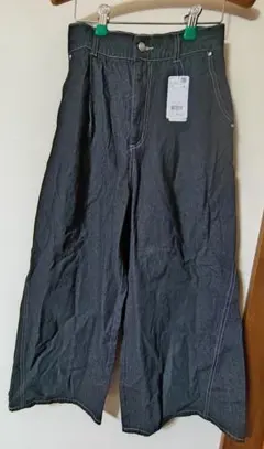 ダークデニム ワイドパンツ Mサイズ