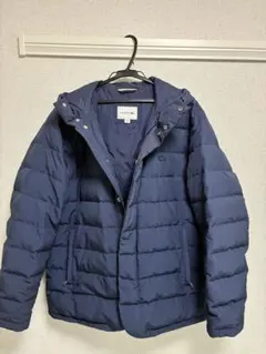 美品LACOSTE ネイビー フード付き ダウンジャケット
