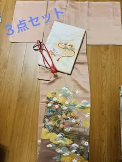 限定価格‼️ 薄いテラコッタ色 訪問着 花柄 3点セット