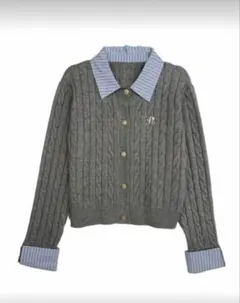 shein グレー ケーブル編み セーター miu系穿搭