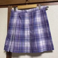 なんちゃって制服 紫　チェック柄スカート