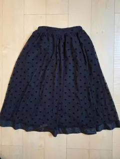 ミッシュマッシュ ドット柄チュールスカート ブラック Mサイズ