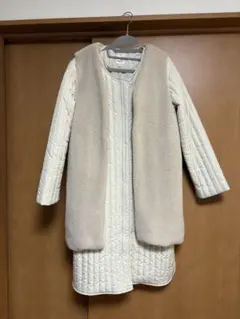 techichi アイボリー キルティングジャケット・ベスト