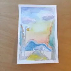 手描き 風景画 ポストカード 絵画 水彩画