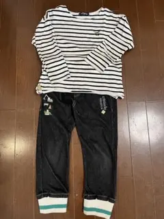 クレードスコープ　110サイズ　(ストライプカットソーとデニムパンツセット)