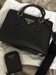 美品 PRADA プラダ2WAY ブラックガレリアミニバッグ