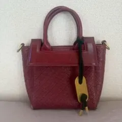 DIESEL ディーゼル ハンドバッグ 2way レザー レッド ロゴ 総柄