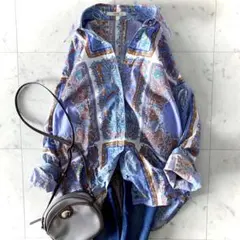 美品 エトロ ペイズリー柄 長袖シャツ 洗える 46 パープル イタリア製 XL