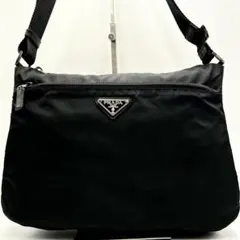 PRADA ショルダーバッグ ブラック 三角ロゴ ナイロン　レザー