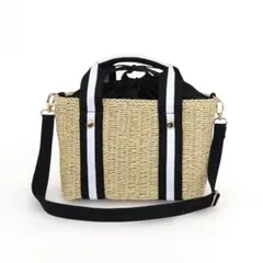 ❤新品❤【COOCO】ストライプテープハンドルペーパーボックスバッグ かごバッグ