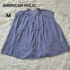 AMERICAN HOLIC ストライプ ノースリーブシャツ Mサイズ