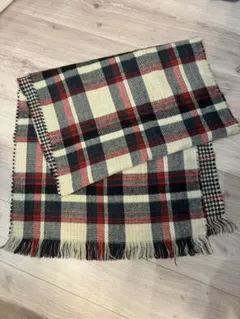 チェック柄 クリーム・赤・黒・グレー　マフラー　ストール