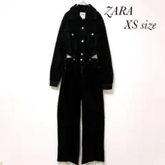 ZARA 長袖 オーバーオール ヴィンテージ 作業着 ブラック XS a0558