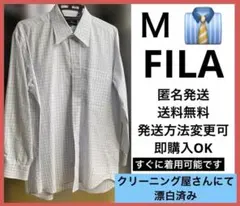 FILA チェック柄 長袖シャツ Mサイズ　　スーツ　スラックス