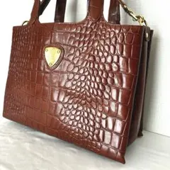❤️超希少 DOONEY&BOURKE ハンドバッグ クロコ型押し バンブー 茶 