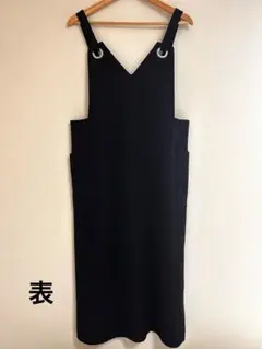 ブラック ジャンパースカート Vネックのサムネイル