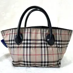 バーバリーブルーレーベル トートバッグ ナイロン ノバチェック 舟形