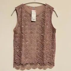 【新品】UNIQLOレース ノースリーブトップス M ピンク