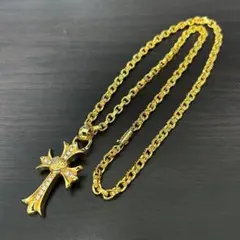24KGP トライバルハート パヴェジルコニアクロスネックレス