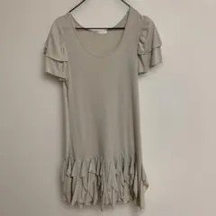 NICOLE white フリル付き半袖ミニワンピース