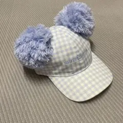 【美品】短時間使用ディズニー なかよしクラブ ポンポンキャップ ギンガムチェック