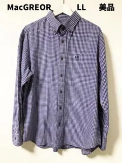 MacGREGOR 青と白のチェック柄 ボタンダウンシャツ
