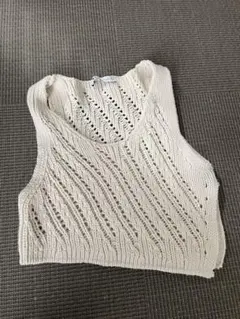 ZARA アイボリー ノースリーブニット L