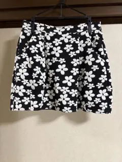 PAGEBOY 黒白花柄スカパン Ｆサイズ キュロットスカート ポケット付